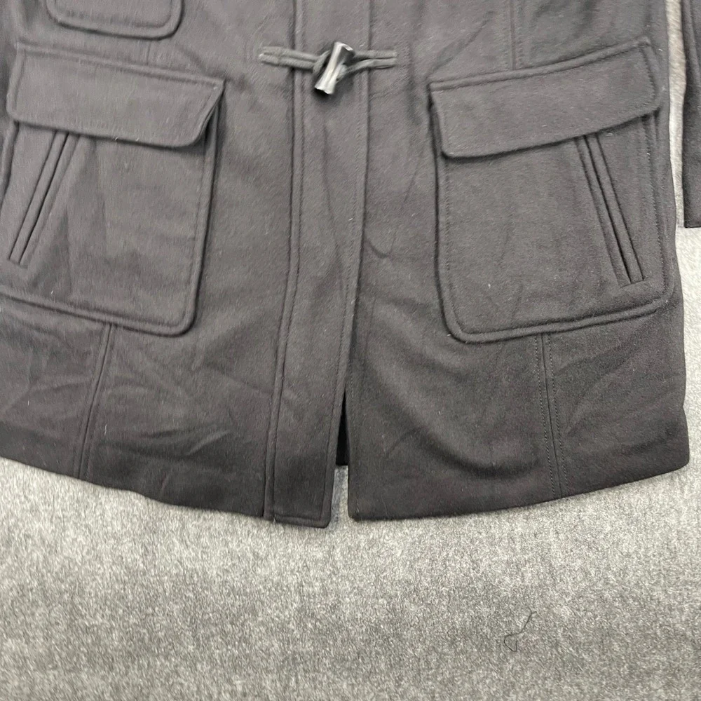 Gap Jacket Mens Large Black Wool Blend Hooded Toggle Duffle Coat